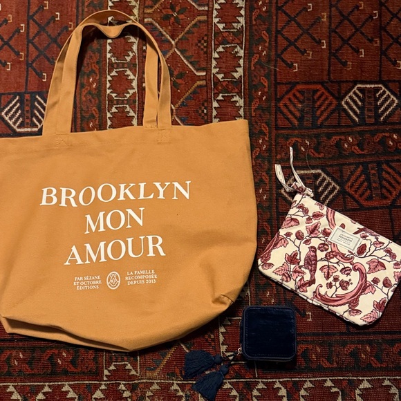 Sezane tote, pouch, and jewelry case set. - Picture 2 of 6